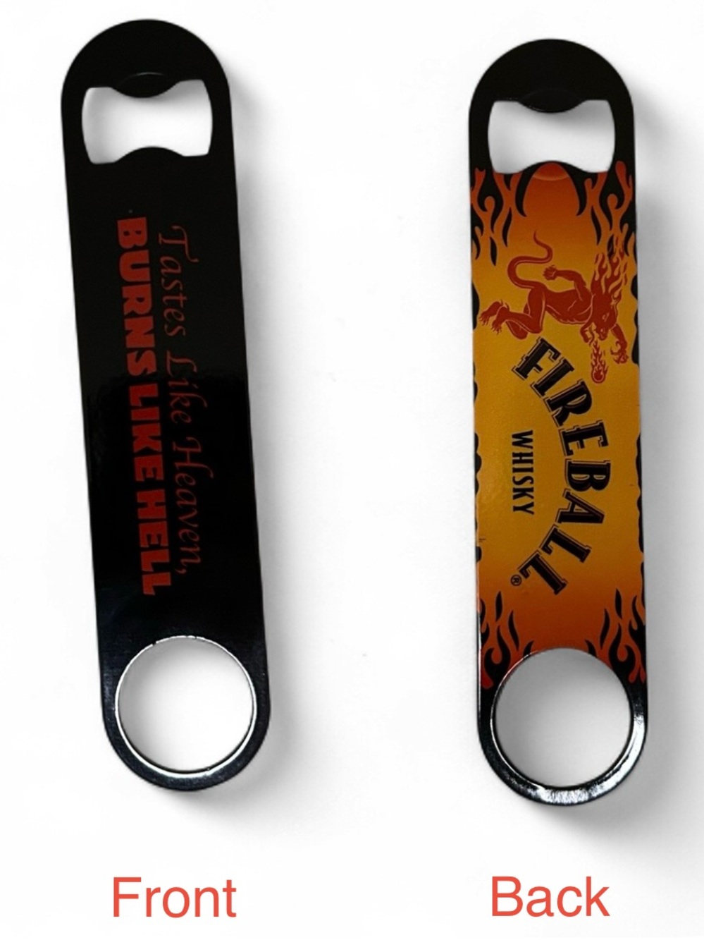 NEW Fireball Whiskey Bar Bottle Opener Black and Orange